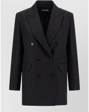 Alberto Biani Linen Viscose Blazer Jacket Button Cuffs Lapels - Black