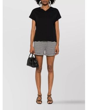 Emporio Armani Striped Drawstring Waistband Cotton Shorts - Black