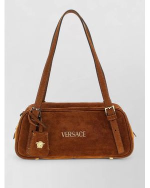 Versace Tag Calf Leather Shoulder Bag - Brown