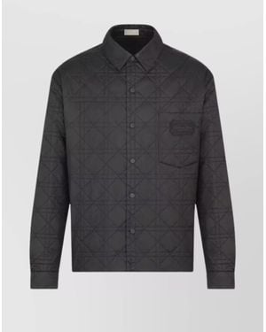Dior Quilted Design Shirt With Pocket - Gray