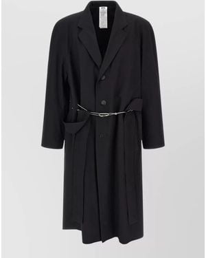 Magliano Raglan Trench Coat Long Sleeves Vent Back - Black