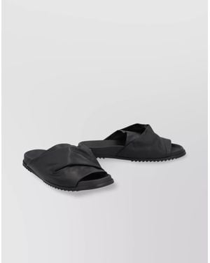 Rick Owens Leather Criss-Cross Slides Open Toe - Multicolor