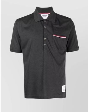 Thom Browne Cotton Short-Sleeve Polo Shirt - Black