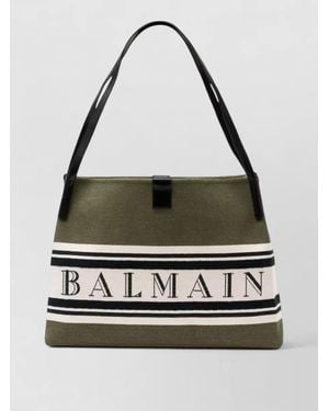 Balmain Release Shopper Medium Canvas Shoulder Bag - Metallic