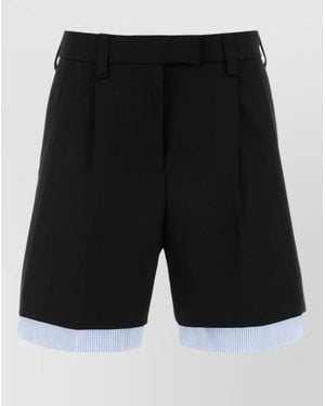 Miu Miu Cotton Bermuda Shorts Pleated Front Design - Black