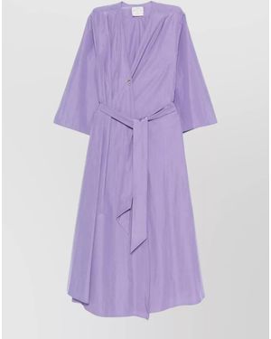 forte_forte Belted V-Neck Wrap Midi Dress - Purple