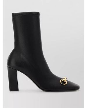 Gucci Signora Leather Ankle Boots Square Toe - Black