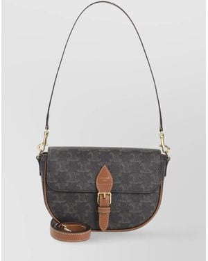 Celine Triomphe Textile Shoulder Bag - Gray