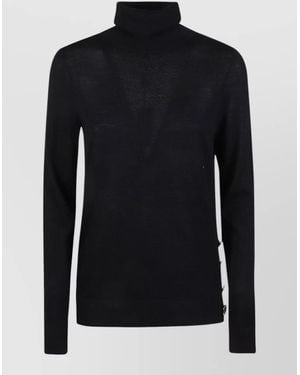 Michael Kors Turtleneck Long Sleeve Sweater Side Button Detail - Black