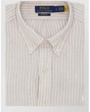 Ralph Lauren Long Sleeve Striped Linen Cotton Shirt - White