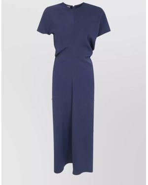 DR. HOPE Bias Cut Crew Neck Midi Dress - Blue