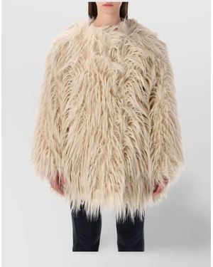 Goldbergh Long Faux Fur Jacket Side Pockets - Natural