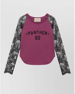 Valentino Lace Sleeve Loungewear Set Round Neck - Pink