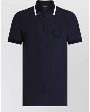 Dolce & Gabbana Polo Shirt Contrast Trim Silk Nylon - Blue