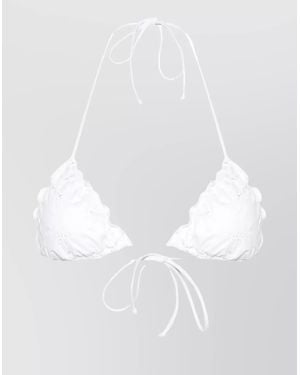 Mc2 Saint Barth Halter Neck Swimsuit Ruffle Trim - White