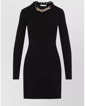 Rabanne Silk Slim-Fit Long-Sleeve Mini Dress - Black