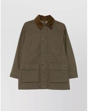 Polo Ralph Lauren Cotton Workwear Jacket Corduroy Collar Front Pockets - Green