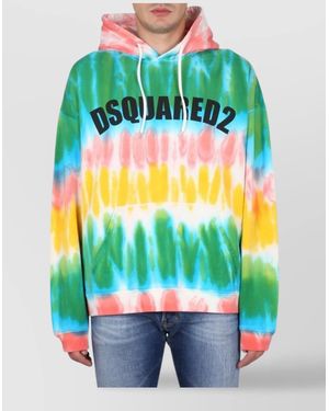 DSquared² Tie-Dye Logo Cotton Hoodie - Multicolor