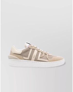 Lanvin Panelled Logo-Print Low-Top Trainers - White