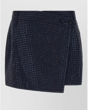 Pinko Soave Tailored Rhinestone High Waist Shorts - Blue