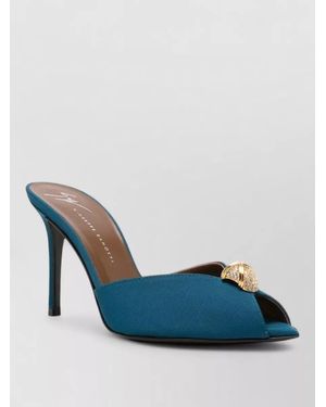 Giuseppe Zanotti Intriigo Leather Mules Peep Toe Stiletto - Blue
