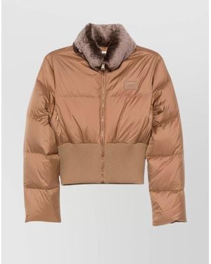 Fendi Cropped Quilted Down Puffer Jacket - Brown