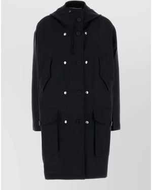 Prada Mohair Virgin Wool Double Breasted Coat - Blue
