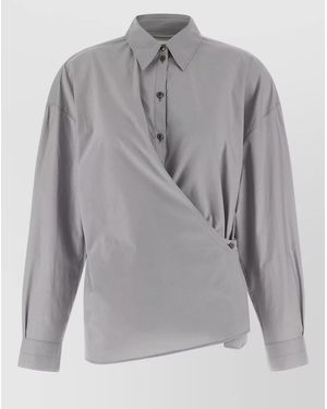 Lemaire Silk Cotton Twisted Collar Shirt - Grey