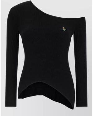 Vivienne Westwood Ribbed Asymmetric One-Shoulder Long-Sleeve T-Shirt - Black