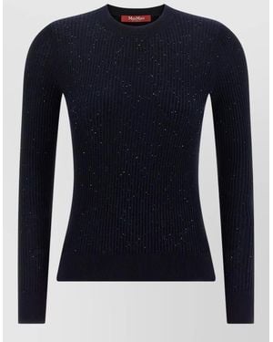 Max Mara Marabu Crew Neck Sweater Ribbed Texture - Blue