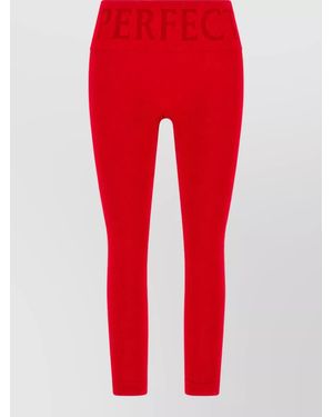 Perfect Moment Cashmere-Blend Ribbed High-Rise Leggings - Red