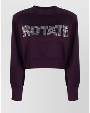 ROTATE BIRGER CHRISTENSEN Cropped Crewneck Shoulder Pads - Blue