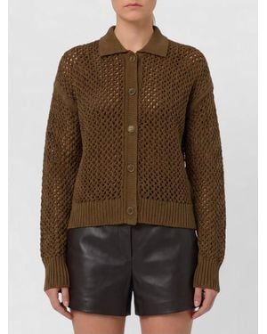 Max Mara Cotton Cord Cardigan Mesh Stitch - Brown