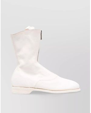Guidi Zip Front Ankle Boot With Round Toe - Natural