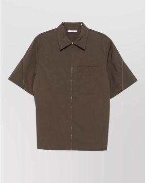 Givenchy Short Sleeve Collared Silk Nylon Shirt - Brown