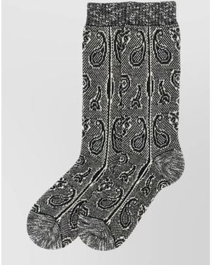 Dries Van Noten Paisley Jacquard Knit Ankle Socks - Grey