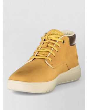 Timberland Leather Mid-Top Lace-Up Sneakers - Natural