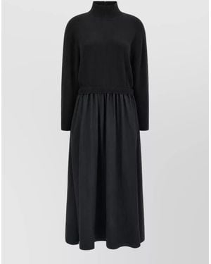 Polo Ralph Lauren Wool High Neck Long Sleeve Knitted Maxi Dress - Black