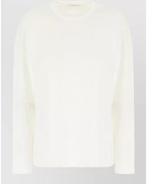 The Row Floris Cotton Long Sleeve Round Neck T Shirt - White