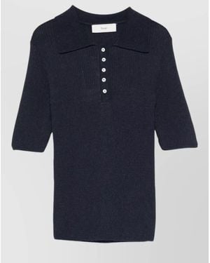 DUNST Cotton Blend Polo Shirt Elbow Sleeves - Blue