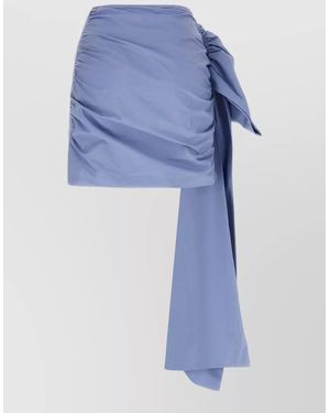 Self-Portrait Cotton Tie Side Mini Skirt Asymmetric - Blue