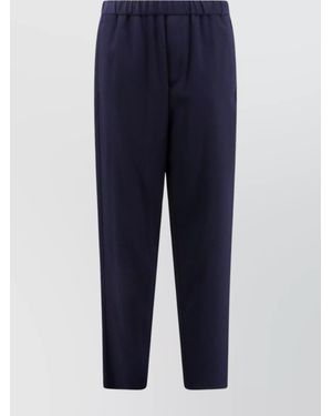 Giorgio Armani Ribbed Wool Pants Elastic Waistband - Blue