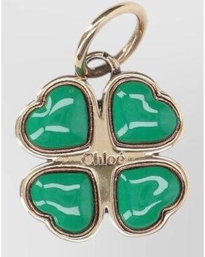 Chloé Clover Shape Enamel Necklace Tone - Green