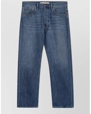 Valentino Denim Mid-Rise Straight-Leg Jeans - Blue