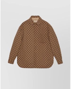 Gucci Gg Supreme Flannel Shirt Jacket - Brown