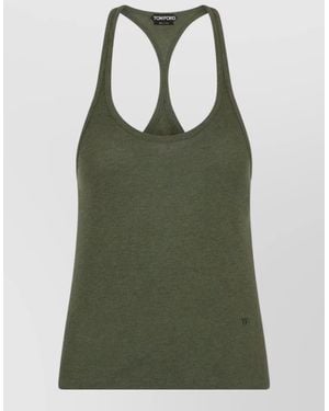 Tom Ford Logo Racerback Ribbed Scoop Neck Tank - Green
