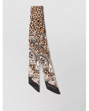 Etro Silk Square Foulard Beaded Leopard Paisley - White