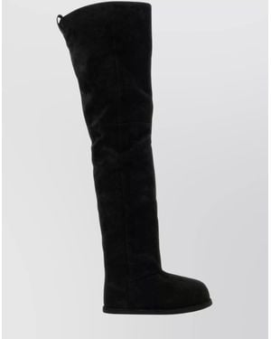 AMINA MUADDI Suede Leather Over-The-Knee Boots - Black