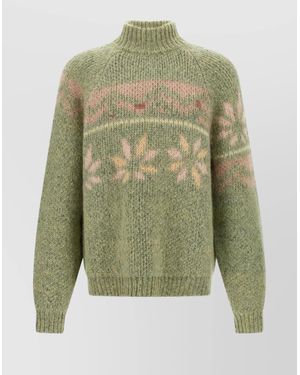 Magliano 'Floral High Neck Raglan Sweater' - Green