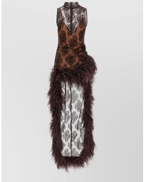 GIUSEPPE DI MORABITO Sleeveless High-Neck Lace Maxi Dress - White